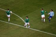 World Cup 2010, Round of 16: Rafa Marquez and his Mexican teammates helplessly follow the ball as Messi attempts a chip. Photograph: Javierly/LaLllama/Flickr